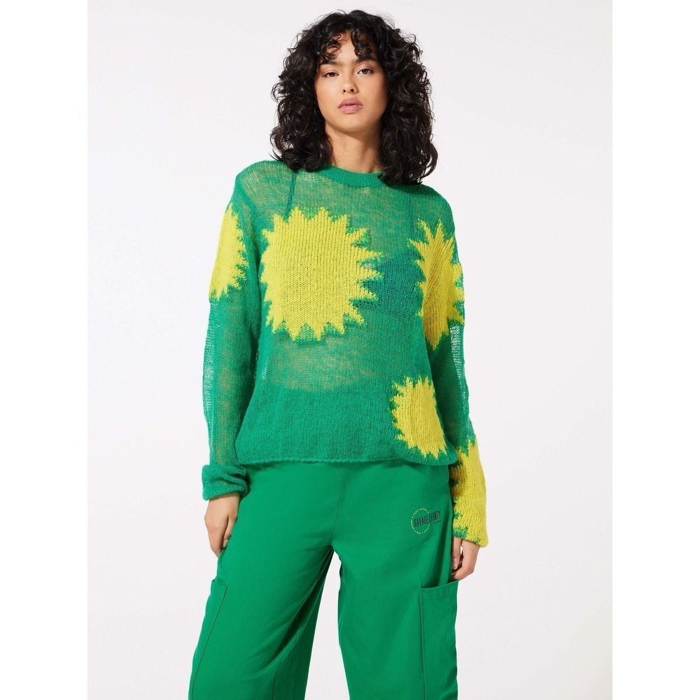 Savage X Fenty Knittin Pretty Loose Knit Unisex Sweater. Green Light. Sz XS. NWT - Picture 11 of 14